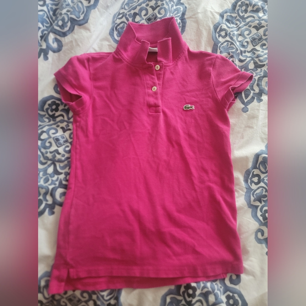 LACOSTE Kids Pink Polo Shirt SIze 34 Small